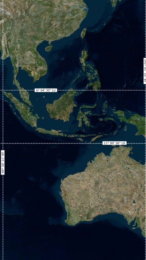 Berdasarkan data BPS tahun 2021, wilayah daratan Indonesia berada di 6°04'30