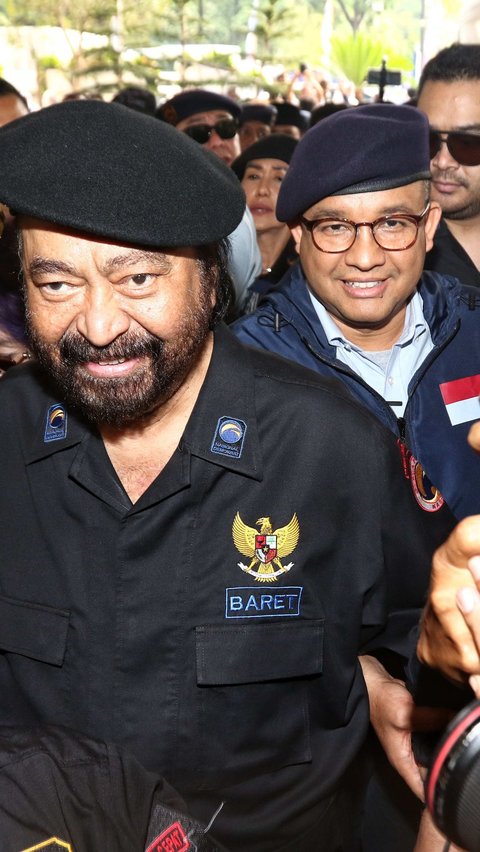 Ketua Umum Partai NasDem Surya Paloh bersama Bakal calon presiden dari Koalisi Perubahan, Anies Baswedan tampak kompak.