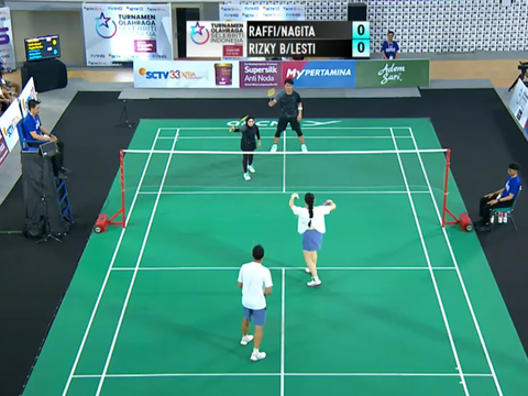 10 Momen Keseruan Pertandingan Badminton Raffi Ahmad dan Nagita Vs Rizky Billar dan Lesti Kejora, Setiap Smash Billar Peluk Lesti