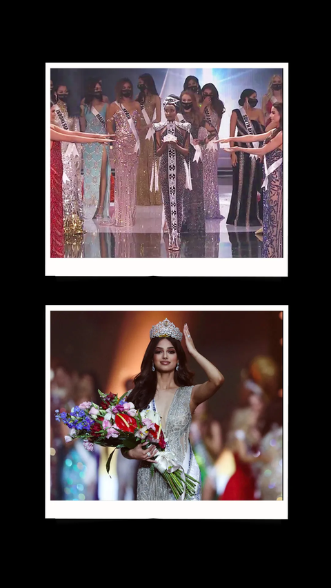 1. Para kontestan Miss Universe 2020 dengan masker sesuai protokol pencegahan COVID-19<br />2. Miss Universe 2021, Harnaaz Sandhu
