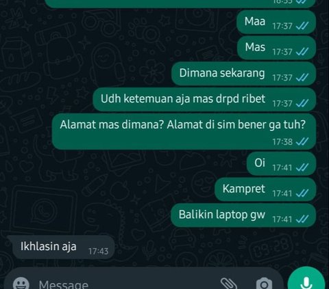 Viral Driver Ojol Bawa Kabur Laptop Konsumen Seharga Rp20 Juta, Isi Percakapannya jadi Sorotan