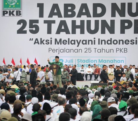 Ketua Umum PKB Muhaimin Iskandar atau yang akrab dipanggil Cak Imin menutup puncak hari lahir (Harlah) PKB ke-25 dengan enam perintah kepada seluruh kader partai.