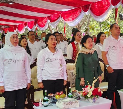 Resmikan Kebun Raya Mangrove di Surabaya, Megawati Disambut Khofifah