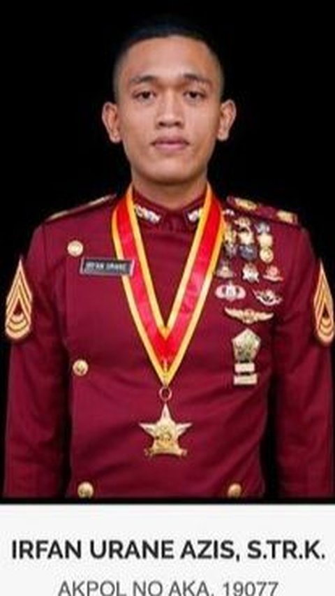 Taruna Akademi Kepolisian (Akpol) Brigadir Taruna Irfan Urane Azis berhasil menjadi lulusan terbaik Akpol 2023 sekaligus penerima penghargaan Adhi Makayasa Angkatan 54, Batalyon Promoter.