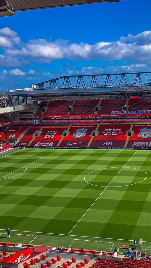 9. Anfield (Liverpool)<br /><br />*Kapasitas: 53.394<br />*Skor Google Review: 4,7<br />*Kasus penangkapan di stadion 2021/2022: 48<br />*Harga minuman: Rp 62.812<br />*Waktu jalan kaki dari stasiun: 30 menit<br />*Tarif parkir: Rp 152.271