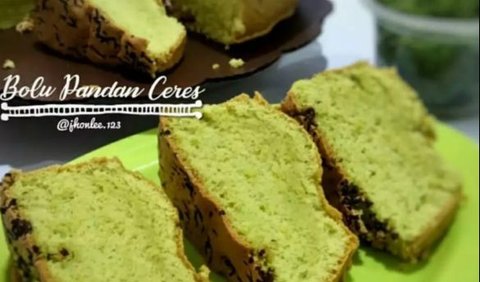 Resep Bolu Pandan Panggang Ceres <br /><br />Bahan:<br />- 4 butir kuning telur<br />- 3 butir telur utuh<br />- 150 gr gula pasir<br />- 120 ml santan + 5 sdm endapan pandan<br />- sedikit garam<br />- 125 gr terigu<br />- 25 gr maizena<br />- 10 gr susu bubuk<br />- 50 gr margarin leleh<br />- ceres secukupnya untuk topping