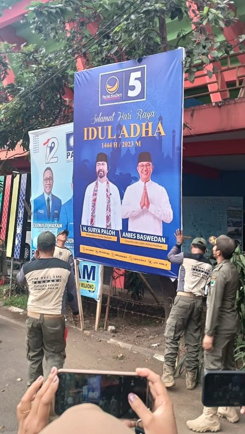 Baliho Sejumlah Caleg Hingga Surya Paloh dan Anies di Malang Dicopot Satpol PP, Ini Sebabnya