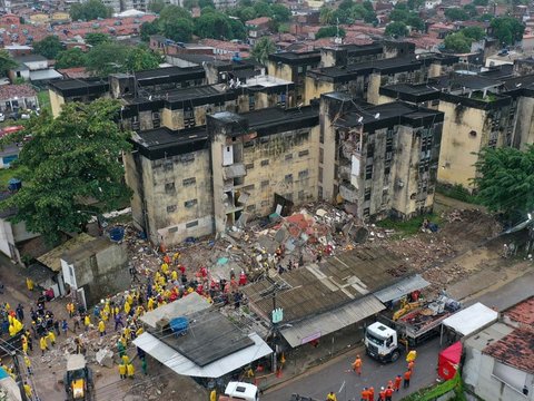 FOTO: Apartemen di Brasil Runtuh Hingga Rata dengan Tanah, 8 Orang Tewas