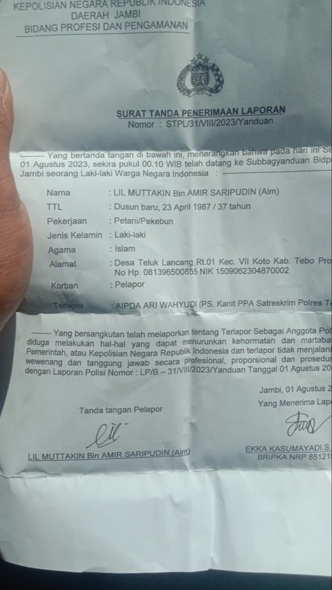 Kasus Korban Pemerkosan Diduga Diperas Polisi, Keluarga Serahkan Bukti Rekaman Kepada Propam Polda Jambi