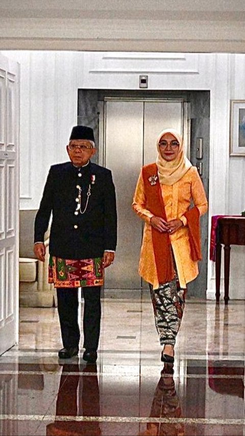 Ditemani Istri, Ma’ruf Amin Hadiri Sidang Tahunan MPR Pakai Baju Demang Khas Betawi