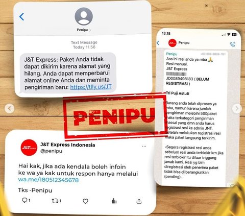 CEK FAKTA: SMS Paket J&T Express Tak Bisa Dikirim Gara-Gara Alamat Hilang, Minta Kirim Uang