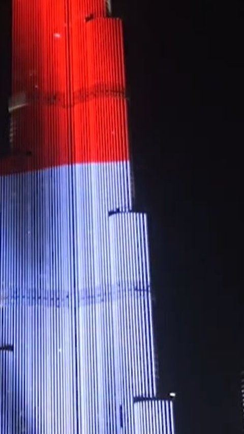 FOTO: Kemeriahan HUT RI di Abu Dhabi, Burj Khalifa dan Gedung-Gedung Mewah 'Diwarnai' Merah Putih