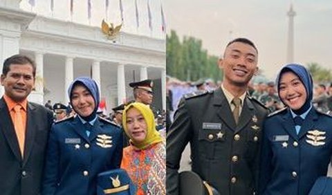 Tidak hanya didampingi oleh orangtuanya, dalam unggahan yang sama juga nampak rekan Sherly sesama perwira dari TNI AD berfoto dengannya.