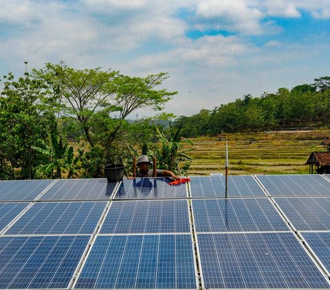 FOTO: Atasi Kekeringan, Petani di Kabupaten Kuningan Manfaatkan Energi Surya untuk Transfer Air Sungai ke Lahan Pertanian