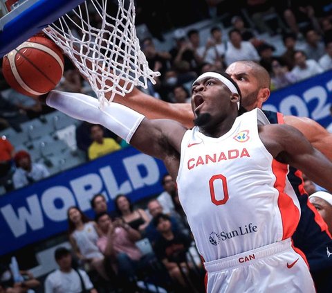 Timnas Basket Kanada mengalahkan Prancis dengan skor 95-65 pada laga pembuka Grup H Piala Dunia FIBA 2023 di Indonesia Arena, Jakarta, Jumat (25/8/2023) malam WIB. 