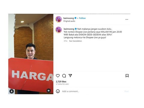 Viral Baim Wong Bersitegang dengan Karyawan, Ternyata Cuma Mau Tambah Lapak ke Shopee Live