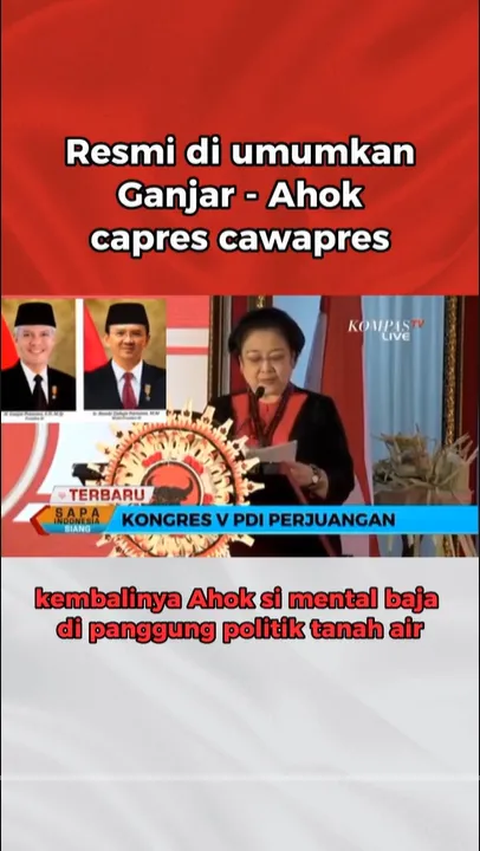 Video Sebut Megawati Resmi Usung Ganjar-Ahok di Pilpres 2024? Cek Faktanya