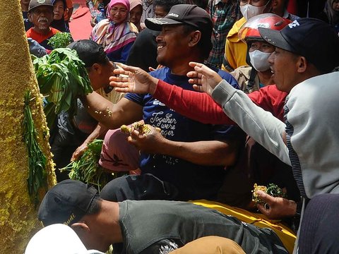 FOTO: Perayaan HUT Kabupaten Trenggalek, Warga Antusias Berebut Berkah Tumpeng Raksasa