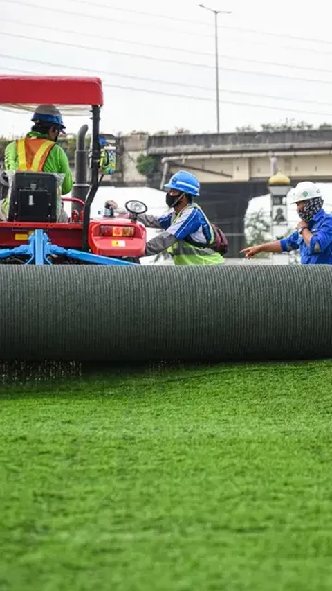 Rumput JIS Tidak Standar FIFA Mulai Dibongkar, Dirawat di Tempat Pembibitan Jakpro<br>