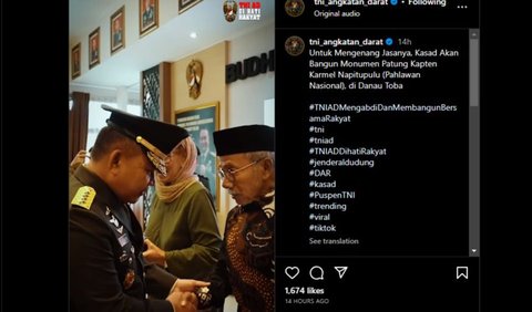 Janji Jenderal TNI Bangun Monumen Patung Kapten Karmel Napitupulu, Adik Sang Pahlawan Terharu