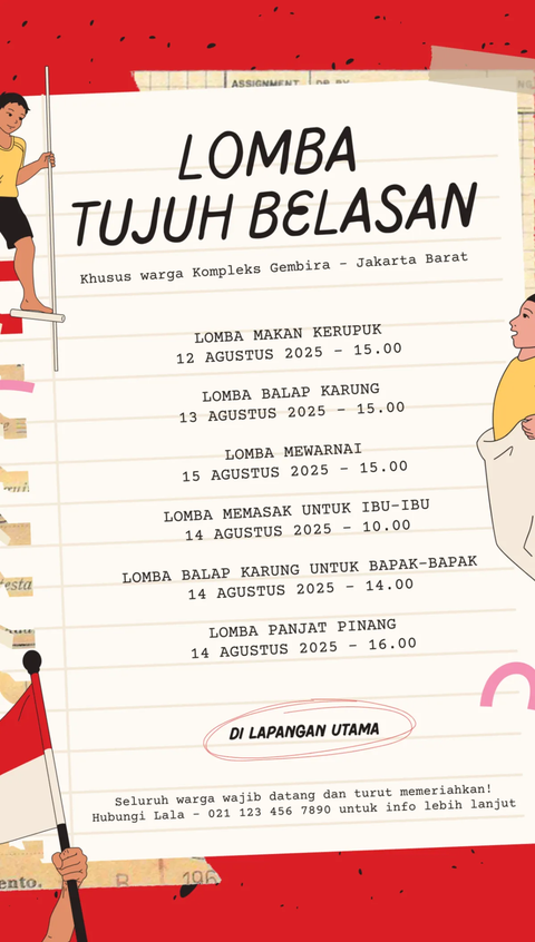 8 Contoh Pamflet Lomba 17 Agustus  Lengkap dengan Cara Membuatnya