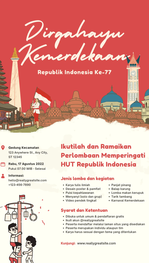 8 Contoh Pamflet Lomba 17 Agustus  Lengkap dengan Cara Membuatnya