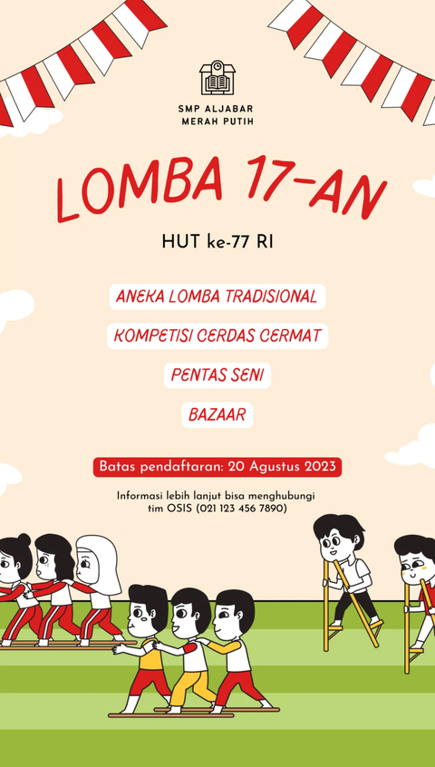 8 Contoh Pamflet Lomba 17 Agustus  Lengkap dengan Cara Membuatnya