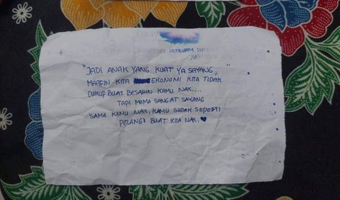 Pada surat itu tertera sejumlah pesan, di antaranya: