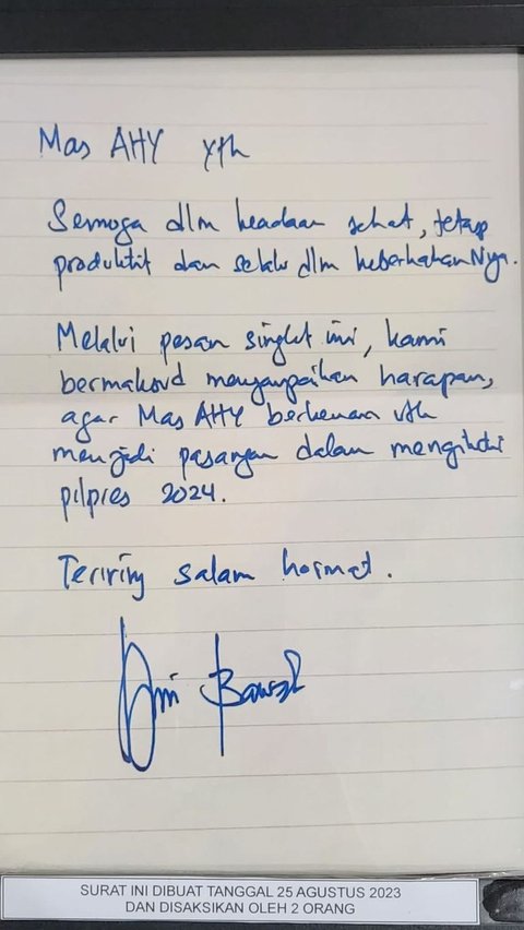 Surat pinangan Anies ke AHY