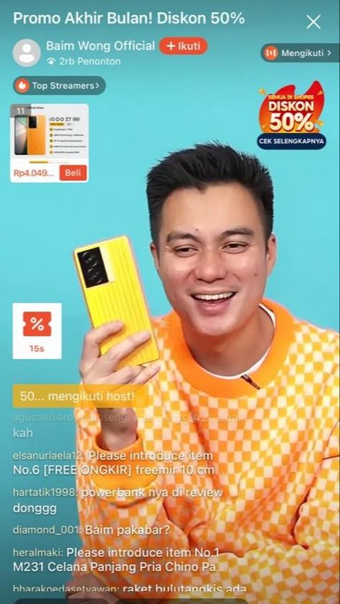 Not a Prank Video, Baim Wong's Debut on Shopee Live Successfully Achieves 600 Million Revenue in Just 2 Hours!