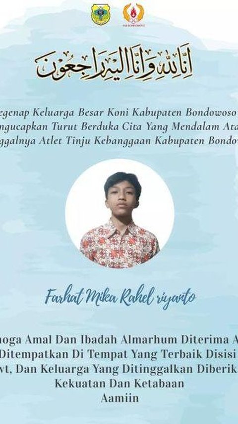 Sosok Farhat Mika Rahel Riyanto, Petinju Muda yang Meninggal Usai Tanding di Porprov Jatim