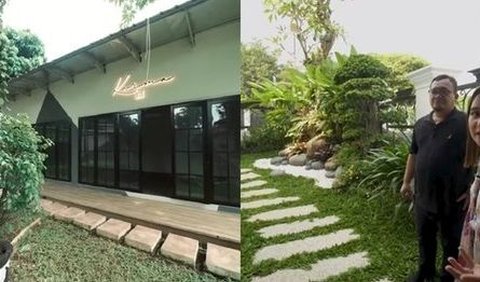 Ruangan-ruangan di rumah Cinta Laura dipisahkan oleh taman yang hijau.