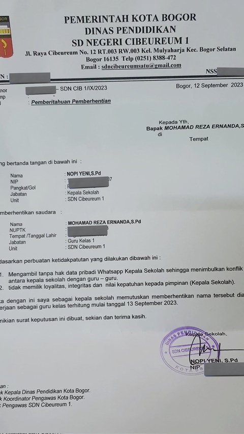 Mayor of Bogor Fires Headmaster of an Elementary School who Terminated Contract of Honorary Teacher after Reporting Bribery