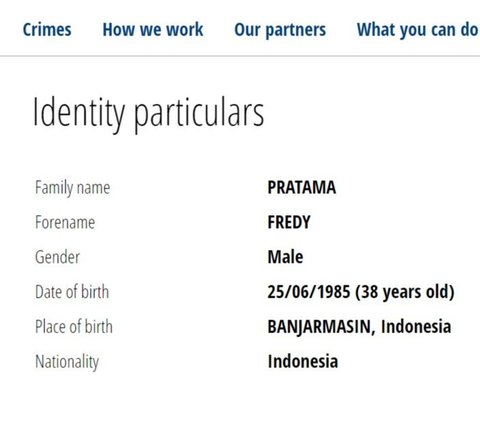 Begini Foto Penampakan Gembong Narkoba Fredy Pratama di Situs Interpol: Wanted