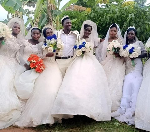 Viral! This Man Marries Seven Wives Simultaneously in One Day, Paraded in 40 Limousines and Guarded by 30 Motorcycles