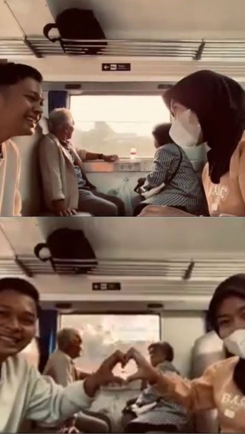 Momen Romantis Sejoli Muda dan Lansia Bercengkrama di Kereta, Kebetulan Langka Bak Mesin Waktu<br>