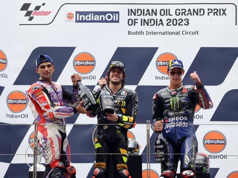 FOTO: Ganasnya Suhu Panas Balapan MotoGP 2023 di India, Jorge Martin Sampai Tumbang Kehabisan Tenaga Usai Finis Kedua