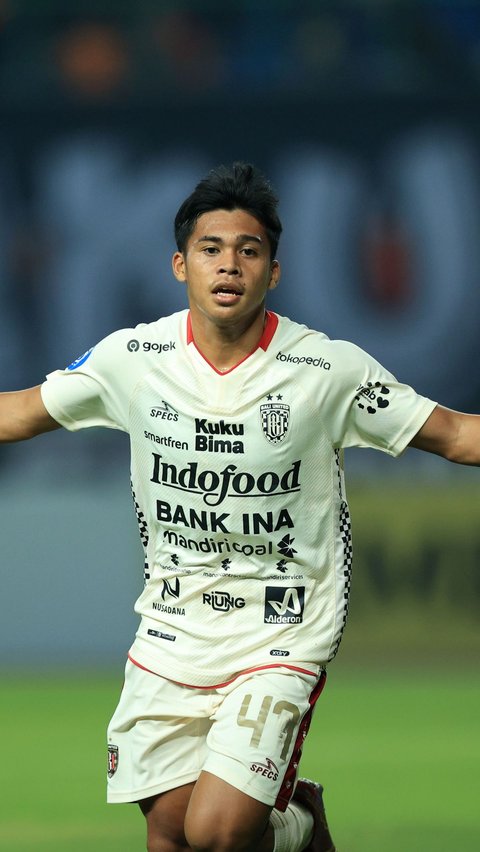 Selebrasi pemain Bali United, Rahmat Arjuna setelah menjebol gawang Persija Jakarta.