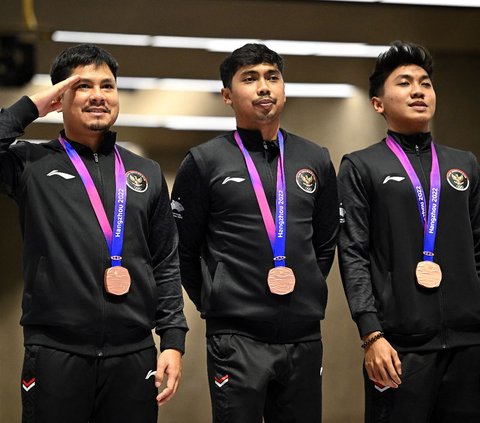 FOTO: Momen Tim Menembak Putra Indonesia Raih Medali Emas dan Perunggu di Asian Games ke-19 Hangzhou