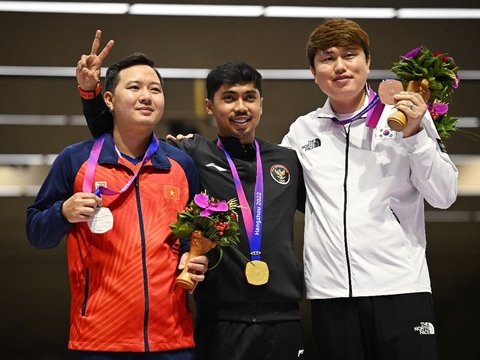 FOTO: Momen Tim Menembak Putra Indonesia Raih Medali Emas dan Perunggu di Asian Games ke-19 Hangzhou