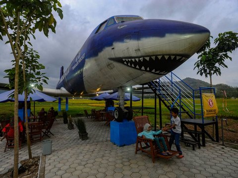 FOTO: Menikmati Sensasi Unik Kafe Pesawat di Tengah Sawah Kabupaten Trenggalek