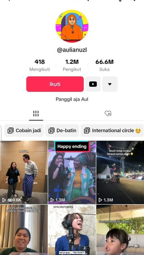 Dalam akun tiktoknya yang bernama @aulianuzl, pemilik nama asli Nuzulia Rahma ini berhasil memperoleh 1,2 juta pengikut.<br>