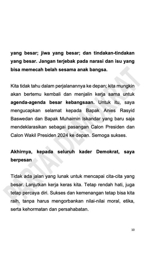 Pernyataan Lengkap AHY Usai Ditinggal Anies Baswedan yang Lebih Pilih Cak Imin