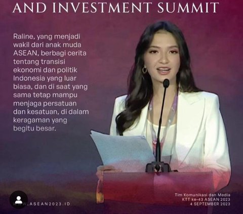 Berkelas! Potret Anggun Raline Shah Pidato di KTT Bisnis dan Investasi ASEAN