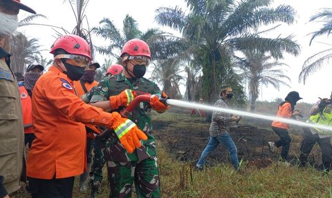 Beraksi Bak Petugas Damkar, Potret Gagah Jenderal Dudung Berjibaku Padamkan Kebakaran Hutan di Jambi