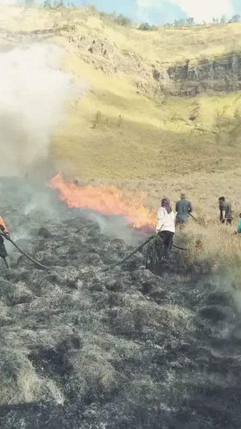 Update Kebakaran Gunung Bromo Gara-Gara 'Flare Prewedding': Api Masih Menyala di Sejumlah Titik<br>