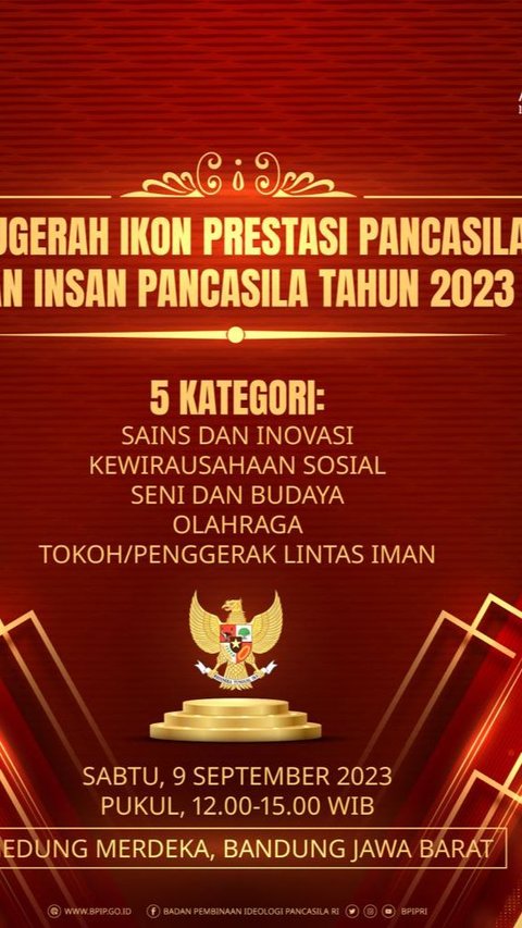 Besok, BPIP Gelar Penganugerahan Ikon Prestasi & Kirab Pancasila di Bandung