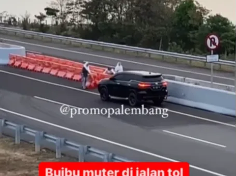 The Power of Emak-Emak Act on the Toll Road! Relaxingly Sliding the Road Barrier, Bringing Fortuner to Turn Around