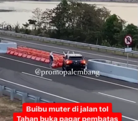 The Power of Emak-Emak Act on the Toll Road! Relaxingly Sliding the Road Barrier, Bringing Fortuner to Turn Around