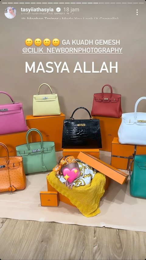 10 Portraits of Newborn Photoshoot of Tasyi Athasyia's Child, Surrounded by Hermes Bag Collection